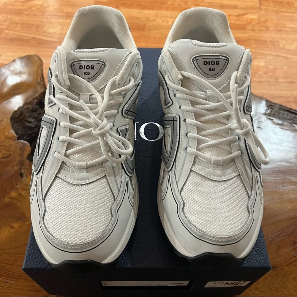 Dior White and Gray Men\'s Athletic Sneakers Dior B23 Oblique Low Top Logo Sneakers White Gray Men main image 2